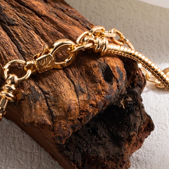 3/$35 14K Gold Plated Stainless Charm Chain Bracelet Mouse Beaded Cubic Zirconia - Picture 7 of 7